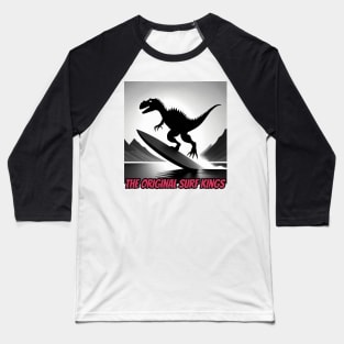 Dinosaur Surfing Funny Baseball T-Shirt